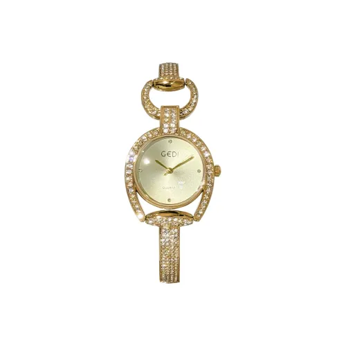 GEDI Кварцевый механизм сплав ремешок женские часы золотой циферблат