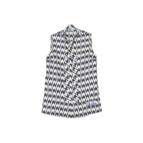 PRADA Синие с Белым Lettering Женские Рубашки