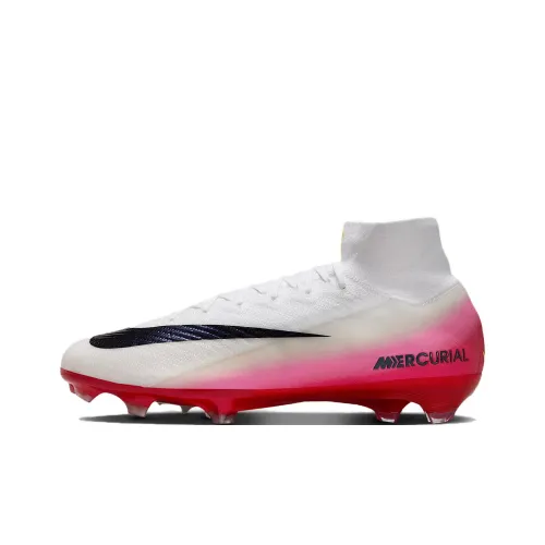 Nike Mercurial Superfly 10 Elite Футбольные бутсы Высокий верх Белый/Университетский красный/Обсидиановый черный Унисекс