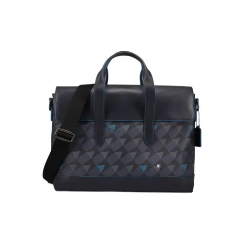 COACH Hamilton ПВХ с коровьей кожей Доска Сумка на одно плечо Большая Мужская Синяя