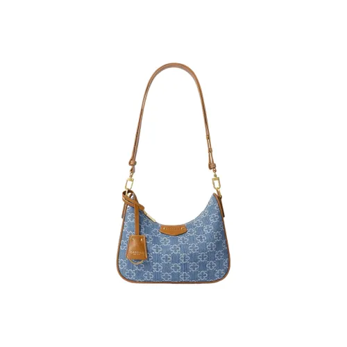 CASSILE Деним Сумка-полумесяц Портативная Подмышечная Сумка через плечо Сумка через плечо Средняя Женская Морской Синий с Янтарным