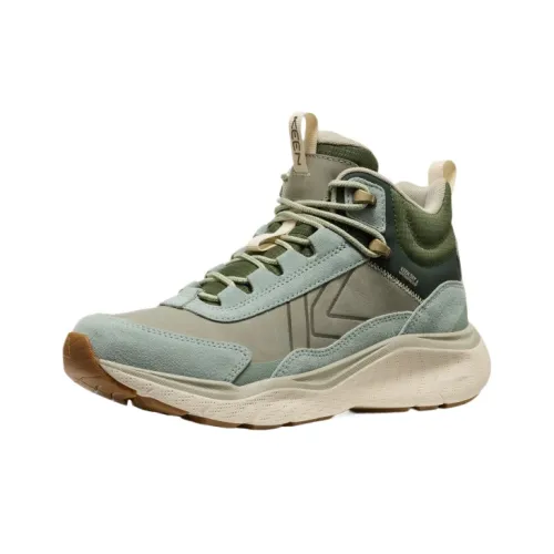 KEEN Leiki Водонепроницаемый и Дышащий Отскок Сцепление MID Топ Альпинизм Походная обувь Женская Зеленый Белый