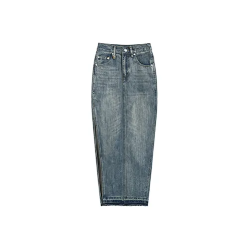 AFGGD Синие Женские Джинсовые Длинные Юбки