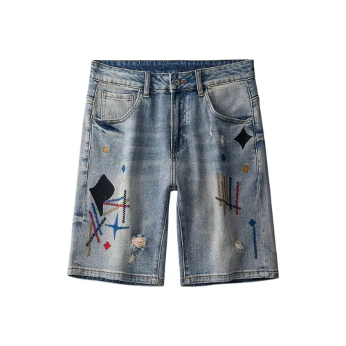 CHENYING Винтажные синие мужские джинсовые шорты