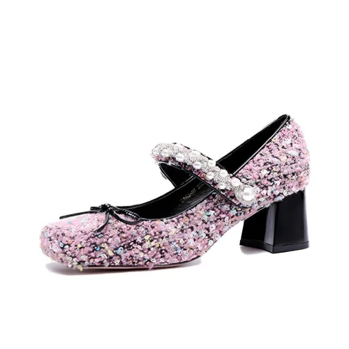 V5 VIWUVIFIVE Грубый каблук Туфли Мэри Джейн Женские