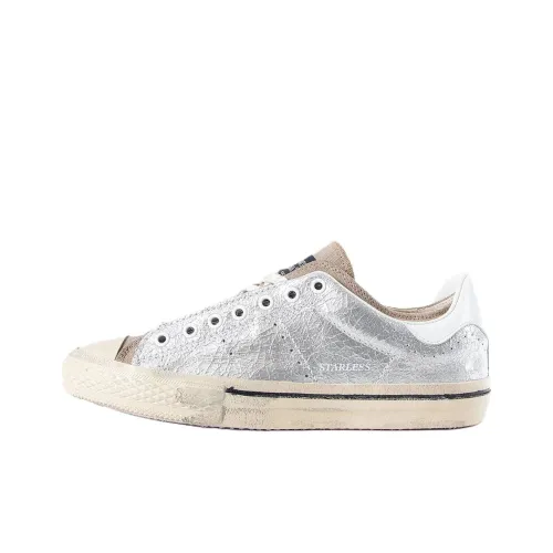 HIDNANDER Canvas Shoes Low Top Silver Men's