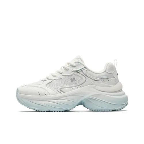 ANTA Cloud Rising Дышащий Увеличение Высоты Низкий Топ Толстая Подошва Женские Папирус Белый Серебряный