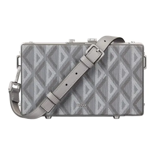 DIOR Сумка с замком из гладкой коровьей кожи с цветным холстом курьерская сумка сумка через плечо мини мужская серый