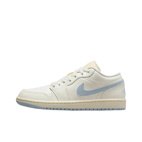 Jordan Air Jordan 1 Устойчивые к истиранию Низкие Топы Винтажные Баскетбольные Кроссовки Унисекс Белый Синий