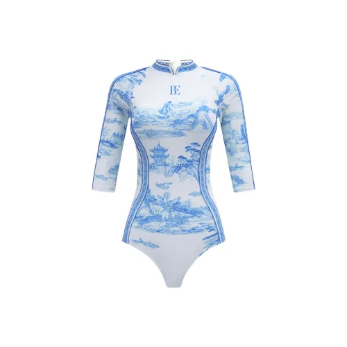 BALNEAIRE Blue and white porcelain series Ван-Пис Купальник Женские