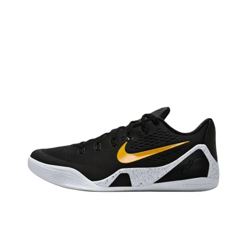 Nike Kobe 9 Slip Resistant Abrasion Resistant Low Топ Баскетбольные кроссовки Унисекс Черный золотой