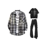 Blue Shirt + Black Casual Pants + Black T-Shirt  
Синий Рубашка + Черные Повседневные Штаны + Черная Футболка