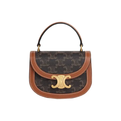 CELINE Besace Clea Коровья кожа Сумка на одно плечо Женская Рыжевато-коричневый