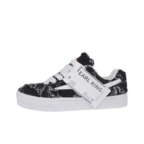 Earl King Износостойкий и Легкий Низкий Топ Скейтборд Кроссовки Унисекс Черный Белый