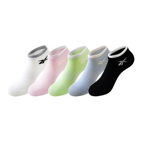 Reebok [5 пар] Белый + Розовый + Зеленый + Синий + Черный Женские носки No Show