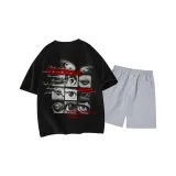 Чёрный топ, светло-серый низ