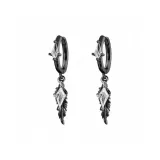 Серьги-кольца "Черный Перо Ромб" [1 пара]