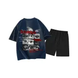 Темно-синий топ, черный низ