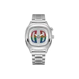 Серебряный корпус, серый циферблат