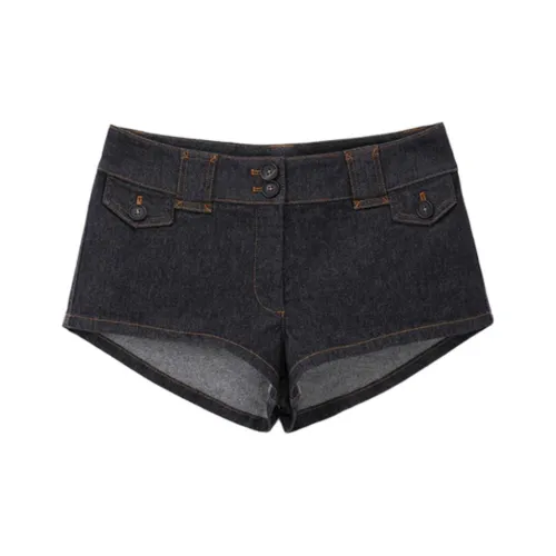 Marchen Темно-синие женские джинсовые шорты