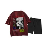 Бордовый топ, черные штаны