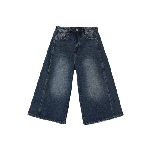 BRN SKLL J10 1 Темный индиго Синий Штаны капри Женские Джинсовые шорты