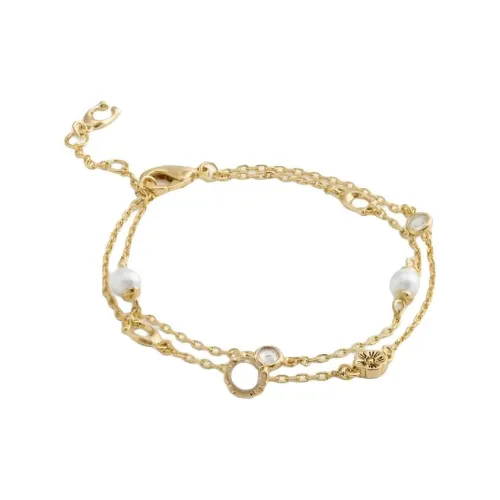 COACH Pearl Brass-Plated Glass Cubic Zirconia Crystal Bracelets Women's Gold