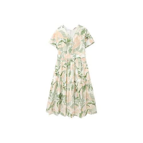 OVV Эвкалиптовый Зеленый Женские Короткие Платья с Рукавами