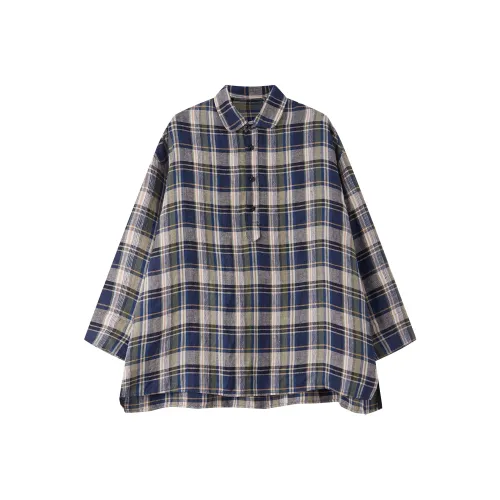 DE MINCOLLECTION Синие Клетчатые Женские Рубашки