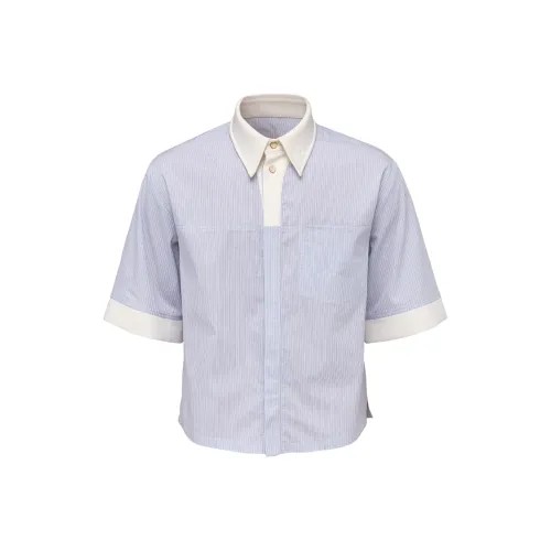 NOAHGIGI Синие полосы и белый воротник унисекс рубашки