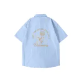 [Охлаждающий, Дышащий] Светло-синий (с Розовым Цветением, Логотип на Спине)