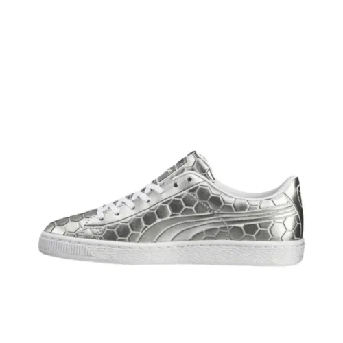 PUMA Basket Classic Устойчивые к истиранию Низкие Кроссовки для скейтбординга Унисекс Серебряные