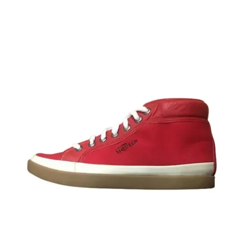 Alexander McQueen X PUMA Устойчивые к истиранию MID Скейтбординг Топ Кроссовки Женские Красный Белый