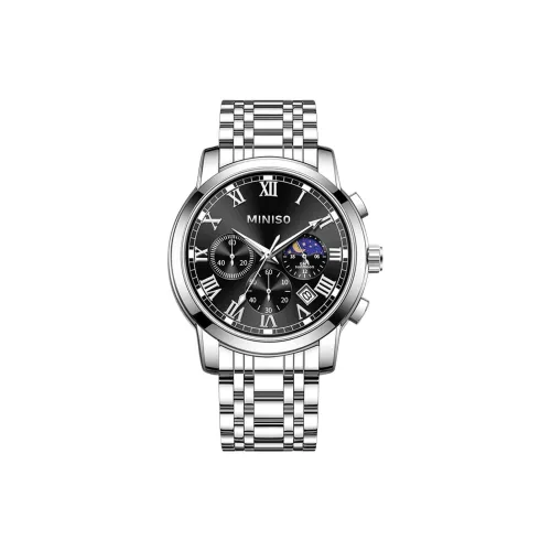 Miniso Кварцевый механизм стальной ремешок мужские часы черный циферблат
