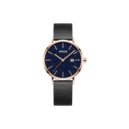 Miniso Sparkling Galaxy Collection Кварцевый механизм Стальной ремешок Часы Женские Черный циферблат