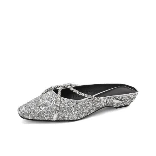 QUICHESHOES Домашние тапочки Женские Блестящие Розовые Серебряные