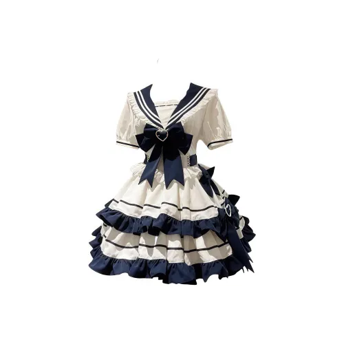 WLEQK Экрю Женские Лолита Платья