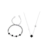 Браслет-шнурок с четырехлистным клевером + ожерелье (1 пара)