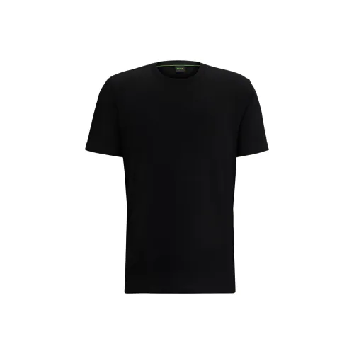 HUGO BOSS Хлопок Джерси Регулярный крой Рубашка с 3D Сеткой Логотип Рубашка Мужская Черная