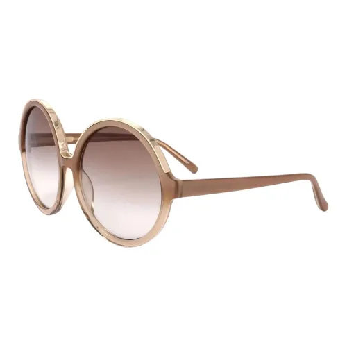 Linda Farrow Ацетат Круглые Солнцезащитные очки Женские Коричневый