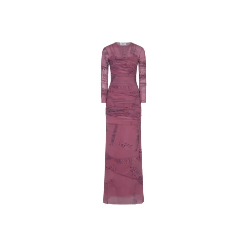 Blumarine Розовые Женские Длинные Платья с Рукавами