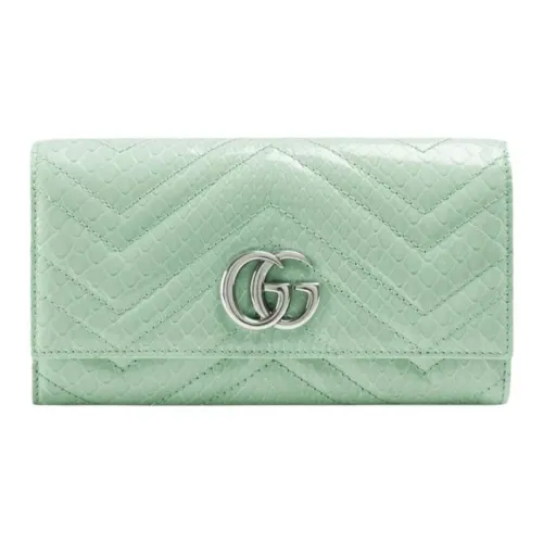 GUCCI GG Marmont Телячья кожа Кошелек Женские Светло-зеленый