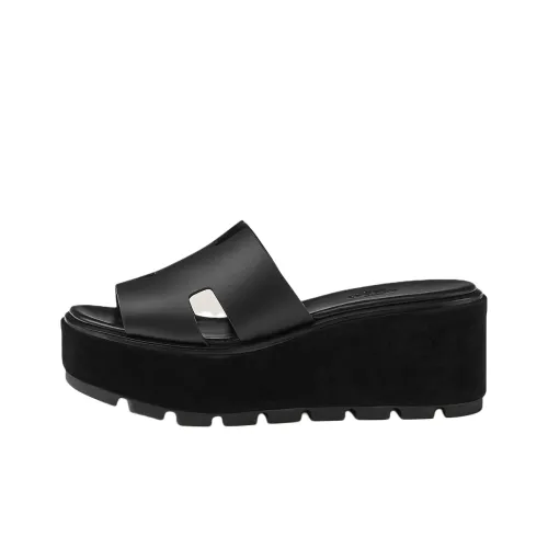 HERMES Eze Rubber Slide Тапочки Женские Черный