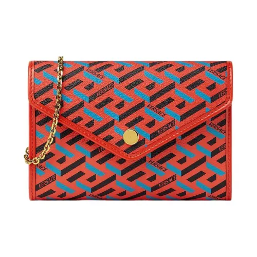 VERSACE Холст и кожа Конверт Сумка Клатч Сумка через плечо Женская Красная