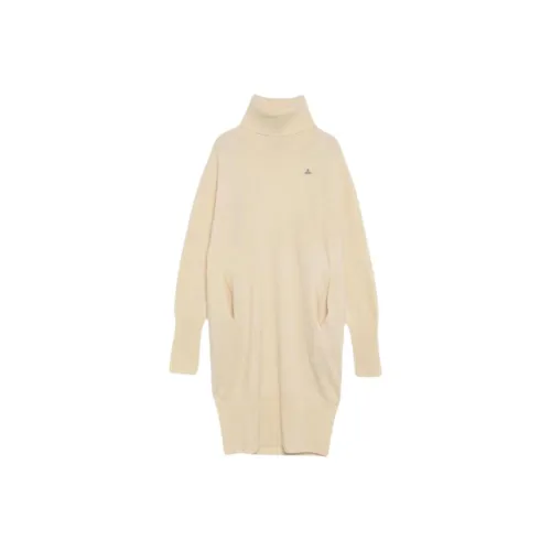 Vivienne Westwood Ecru Женские Длинные Платья с Рукавами