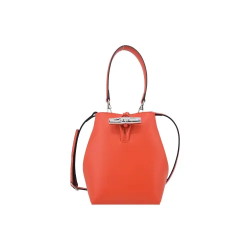 LONGCHAMP Le Roseau Коровья кожа Ведрообразная сумка Сумка через плечо Мини Женский Красный Перец