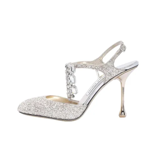 Jimmy Choo Verity Нестандартный каблук Высокие каблуки Женские Серебряные