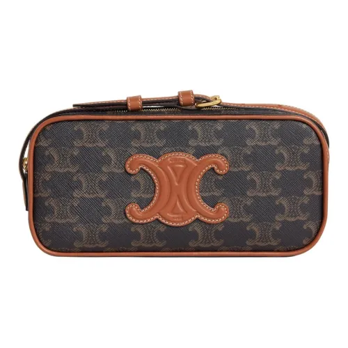 CELINE Cuir Triomphe Triumph Коровья кожа Курьерская сумка Сумка через плечо Мини Женская Рыжевато-коричневый