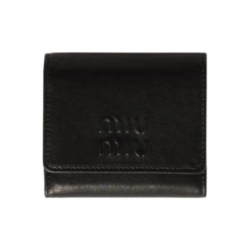MIU MIU Sheepskin Wallet Unisex Black