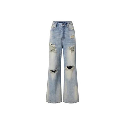 BANDITK GANGN Светло-синие Унисекс Джинсы